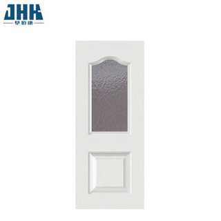 Белая ламинированная одинарная распашная межкомнатная стеклянная дверь
